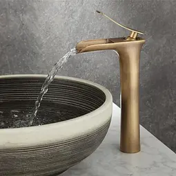 Змішувач для умивальника Rea Laguna antique gold brushed, високий (REA-B8120) - мініатюра 3