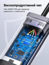 Мережевий адаптер Ethernet UGREEN CM483 зовнішня мережева карта з USB-C 3.1 Gen 1 на порт RJ45 до 1000 Мбіт/с для Windows macOS Linux та iPadOS із підтримкою Switch без встановлення драйверів у Windows 11/10/8.1/8 macOS та iPadOS з індикаторами живлення та передавання даних з вбудованим кабелем в обплетенні на чипі AX88179A сіро-чорний (40322) - мініатюра 3