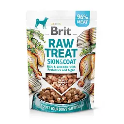 Ласощі для собак Brit Raw Treat freeze-dried Skin and Coat для шкіри та вовни, риба та курка, 40 г