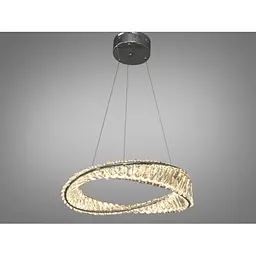 Підвісна LED-люстра кільце Linisoln 548-500 CH 55W, діаметр 50 см, метал і кришталь