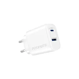 Зарядний пристрій Promate 17W USB-C + USB-A (biplug-2.white)