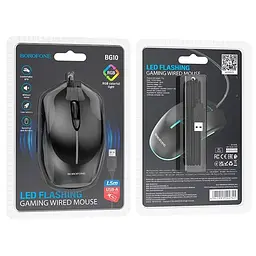 Миша Borofone BG10 Soaring game luminous wi червоний mouse чорний - мініатюра 2