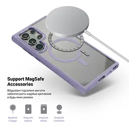 Чехол Samsung Galaxy S24 Ultra 5G (SM-S928), Unit MagSafe, фиолетовый, прозрачный, магсейф, противоударный, магнитный, панель-накладка с поддержкой MagSafe, с поддержкой беспроводной зарядки, TPU+PC, защита всего корпуса, ударопрочный - мініатюра 4