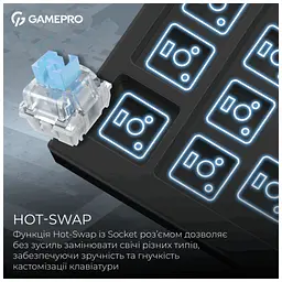 Клавіатура GamePro Asgard Valhalla Pro MK160B-D-Pro Rainy Switch Wireless/Bluetooth/USB UA Black (MK160B-D-Pro) - мініатюра 7