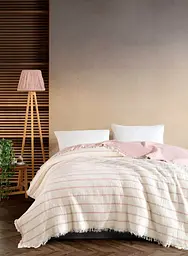 Муслінове покривало Striped Pudra 230х250 см Saheser pbe0051328 - мініатюра 1