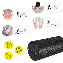 Масажний ролик Cornix EVA+ 45 x 15 см (валик, ролер) XR-0305 Black - мініатюра 6