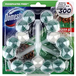 Блок для очищення унітазу Domestos Power 5 Свіжість хвої 165 г (3 шт. х 55 г) - мініатюра 2