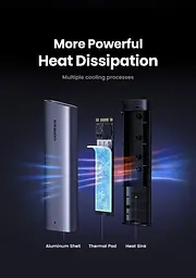 Зовнішня кишеня Ugreen CM767 USB 3.2 Gen 2 NVMe/SATA 10 Гбіт/с UASP TRIM до 8 ТБ Сіра - мініатюра 5