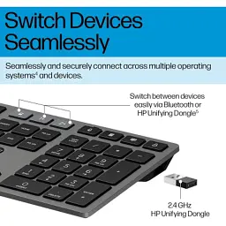 Клавіатура HP 720 Multi-Device Rechargeable Wireless/Bluetooth UA Black (9T5B1AA) - мініатюра 2