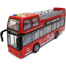Двоповерховий туристичний автобус для дітей City Service, світлові та звукові ефекти, підсвічування салону, масштаб 1:16