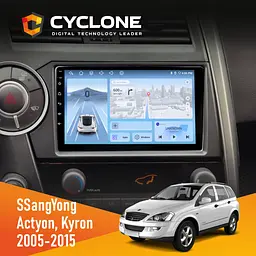 Штатна магнітола SsangYong Kyron 2005-2015 Cyclone C9-012 4x64, DSP, 4G Cyclone (НФ-00008019)
