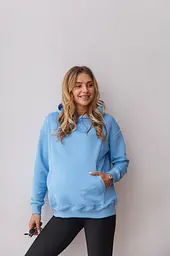 Вільний худі для майбутніх мам тринитка без начосу Chelm XXL-3XL (50-52) Lullababe Блакитний - мініатюра 3