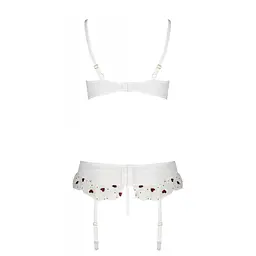 Сексуальний комплект з поясом для панчіх Passion LOVELIA SET XXL/XXXL, white - мініатюра 6