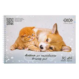 Альбом для малювання Friendly KIDS Line А4, 30 аркушів, 120 г/м², на пружині, сірий