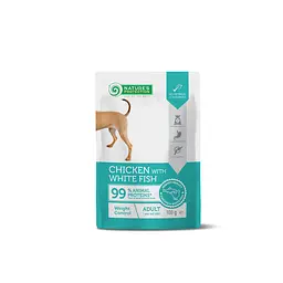 Вологий корм для собак із куркою та білою рибою для контролю ваги Nature’s Protection Weight Control, 100г