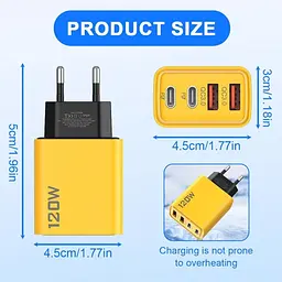 Зарядний пристрій ILEPO 120W швидка зарядка для телефону / планшета 2 USB + 2 Type-C Black (19024) - мініатюра 4