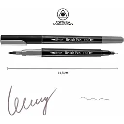 Маркер акварельний Santi Brush Pen SW-25 сірий двосторонній 6 шт. (391025) - мініатюра 2