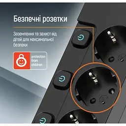 Мережевий фільтр живлення ColorWay 5 розеток2м (CW-PSEA52SBK) - мініатюра 8