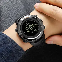 Годинник чоловічий спортивний з компасом Skmei 2096 Compass (Чорний з сріблястим) - мініатюра 7