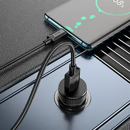 Адаптер авто - зарядний комплект HOCO Type-C Cable Level single port car charger Z49A 1USB 18W чорний - мініатюра 5