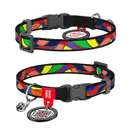 Нашийник для котів нейлоновий Waudog Nylon з QR-паспортом "Вітраж" пластиковий фастекс Ш 10 мм Д 20-30 см