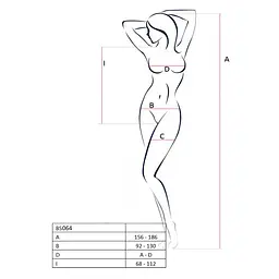 Бодістокінг Passion BS064 white боді закрите плече S/M/L - мініатюра 3