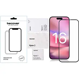 Захисне скло BeCover для Apple iPhone 16 Black (712122) - мініатюра 2