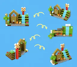 Магнітний конструктор Minecraft 100 шт по грі Майнкрафт Будиночок у водоспаду Mk001060 - мініатюра 7