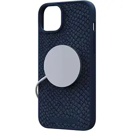 Чохол-накладка Njord Salmon Leather MagSafe Case Blue для iPhone 15 Plus (NA52SL01) - мініатюра 3