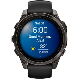 Смарт-годинник Garmin Fenix 8 AMOLED Sapphire 47mm Carbon Gray DLC Titanium with Black/Pebble Gray Silicone Band (010-02904-20) [115046] - мініатюра 2