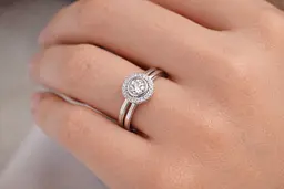 Каблучка з білого золота з муассанітами К-0522 14 - мініатюра 6