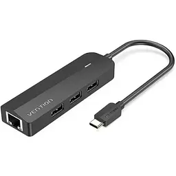 Usb-хаб Vention Usb-C to Usb 3.0x3 / RJ45 / Micro-B Hub 0. 15M чорний ABS Type