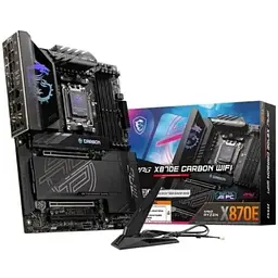 Материнська плата AM5 MSI MPG X870E CARBON WIFI, X870E, 4xDDR5, Int.Video (CPU), 4xSATA3, 4xM.2, 2xPCI-E 5.0x16, 1xPCI-E 4.0x16, ALC40 8126 5G + Realtek 8125 2.5G, HDMI/2xType-C, ATX
