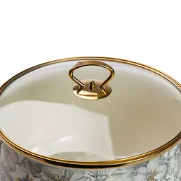 Каструля емальована 6,5 л зі скляною кришкою, flowers Yiwu HP-2-107 - мініатюра 6