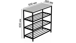 Полиця для взуття Слайм 3 Ferrum-decor 635x630x260 Чорний метал ДСП Білий 16 мм (FRD-105156) - мініатюра 7