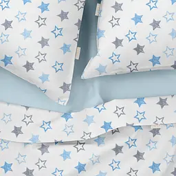 Комплект постільної білизни Cosas євро з простирадлом на резинці STARS CS11 200 x 220 см (StarsClearGreyBlue_El160-58LBlue_200) - мініатюра 3