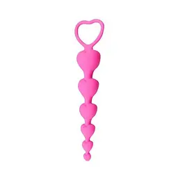Силіконове анальне фігурне намисто HeartBeads 14,5 см діаметр 1,5 / 1,9 / 2,3 / 2,7 / 3,1 см рожеве
