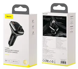 FM-трансмітер Baseus T Shaped S-13 Car Bluetooth MP3 Player (PPS Fast Charger Edition) Чорний - мініатюра 2