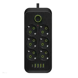 Мережевий фільтр-подовжувач SMART 6 розеток 5 USB 3 метри, чорний
 - мініатюра 2