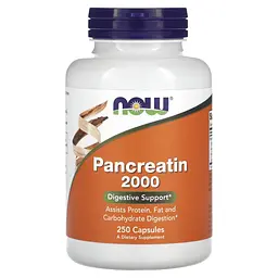NOW Панкреатин, Pancreatin 2000 - 250 капсул