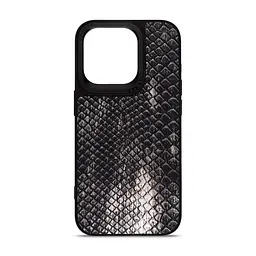 Кожаный чехол для Apple iPhone 15 Pro, Harder Lizard, черный, термополиуретан ТПУ + экокожа с имитацией кожи ящерицы, панель, защита корпуса, противоударный, микрофибра, рамка вокруг камеры, защита всего корпуса, (ARM76869)