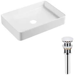 Комплект Qtap Tern: Раковина накладна прямокутна 600x400x110 мм WHITE + Донний клапан PU02 (QT17112174WN47303)