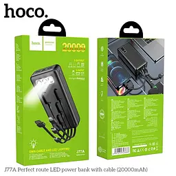Зовнішній акумулятор Hoco J77A 20000 mAh з кабелями - мініатюра 3