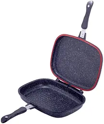 Сковорода-гриль Grill Pan двостороння прямокутна Kamille 32х24х7,5 см kuh0011143 - мініатюра 1
