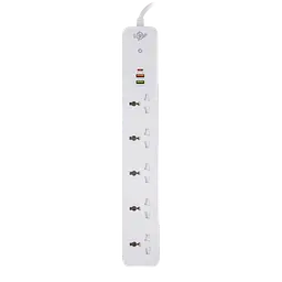 Мережевий фільтр (подовжувач) LogicPower (5x220V-2500W, 1xUSB-38W/PD/QC3.0, 1xType-C 20W, 1xUSB 18W) - мініатюра 2