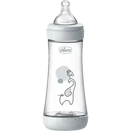 Пляшка для годування Chicco Perfect 5 пластикова із силіконовою соскою 4+ місяці сірий 300 мл (20235.32.40)