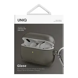 Чохол для навушників Uniq Glase AirPods Pro 2 gen Glossy Smoke (8886463683590) - мініатюра 3