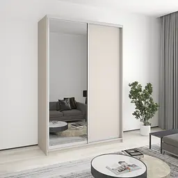 Шафа-купе дводверна MebelStar Комбо AL ДСП/Дзеркало 160x45x240 см Кашемір (MBS-4109)