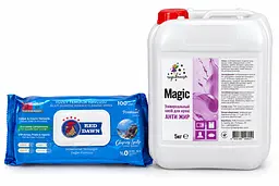 Набір для прибирання Чарівниця Magic "Антижир" 5 кг + серветки для прибирання 100 шт. - засіб для кухні та поверхонь