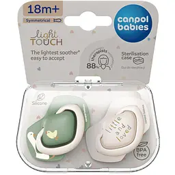 Пустушка Canpol babies Light touch Гуси силіконова симетрична 18 міс+ міс. 2 шт. зелена з білим (22/669)